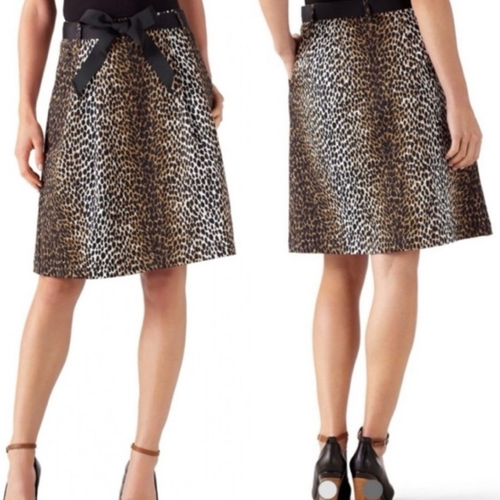 White House Black Market Animal Print A-Line Skirt